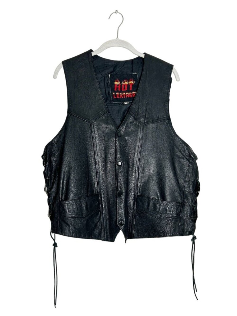 Vintage 90s Hot Leathers Moto Motorcycle Biker Western Cowboy Vest - Sz XL